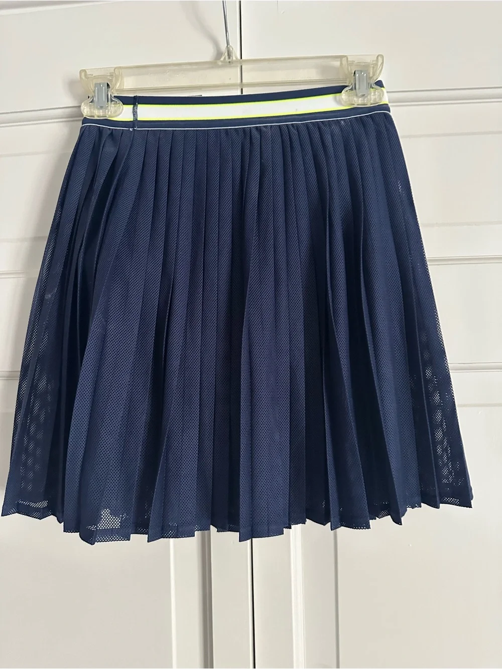 Wilson Navy Pleated Mesh Skirt with Contrast Waistband